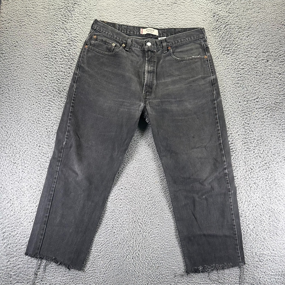 Vintage Levi's 550 Jeans Mens 37x27 Black Cotton Denim Straight Workwear Relaxed - Picture 1 of 12
